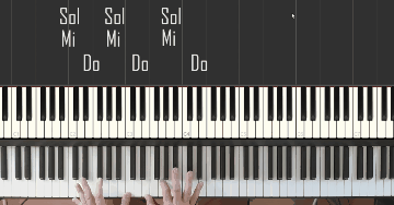 Gif animado de las notas en el piano de la primera frase de Imagine de John Lennon