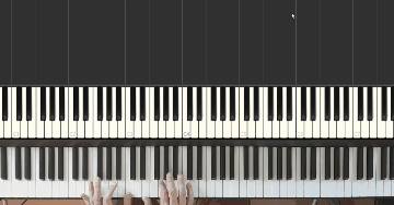 Gif animado de las notas en el piano de toda la primera parte de Imagine, John Lennon