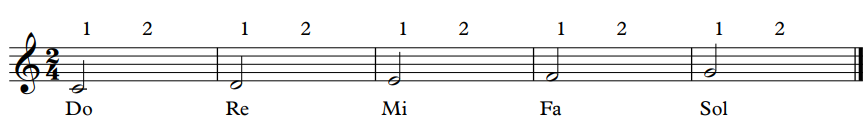 Ejemplo de blanca en una partitura