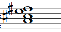 Partitura del acorde de La mayor sexta