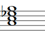 Partitura del acorde de La semidisminuido
