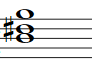 Partitura del acorde Si aumentado