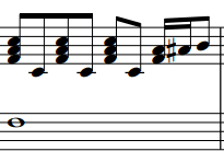 Partitura del segundo compas de la canción Imagine