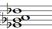 Partitura del acorde Mib Semidisminuido (Ebm7♭5)