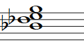 Partitura del acorde Sib Disminuido de Séptima (Bbdim7)